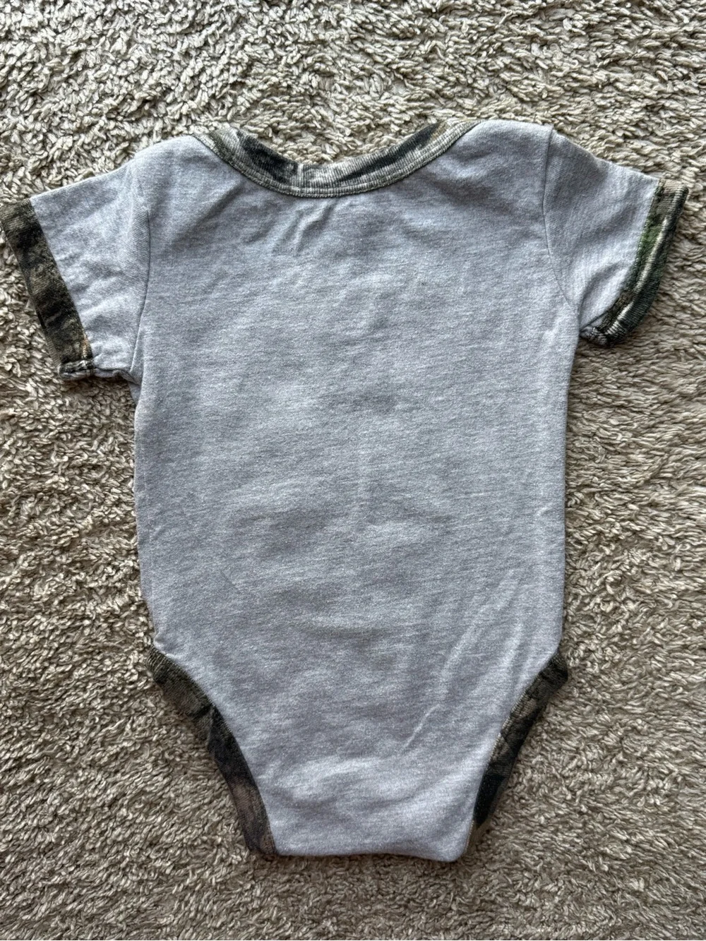 Mossy Oak “My First Hunting Shirt” Deer Baby Bodysuit Camo Trim 0-3 Months